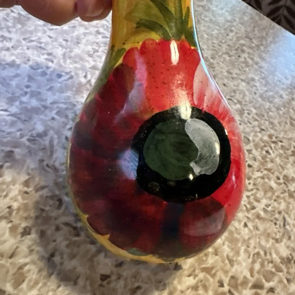 Pep Bizzarrie Hand Painted Italian Ceramic Oil Vinegar Cruet w Pour Spout 5.5